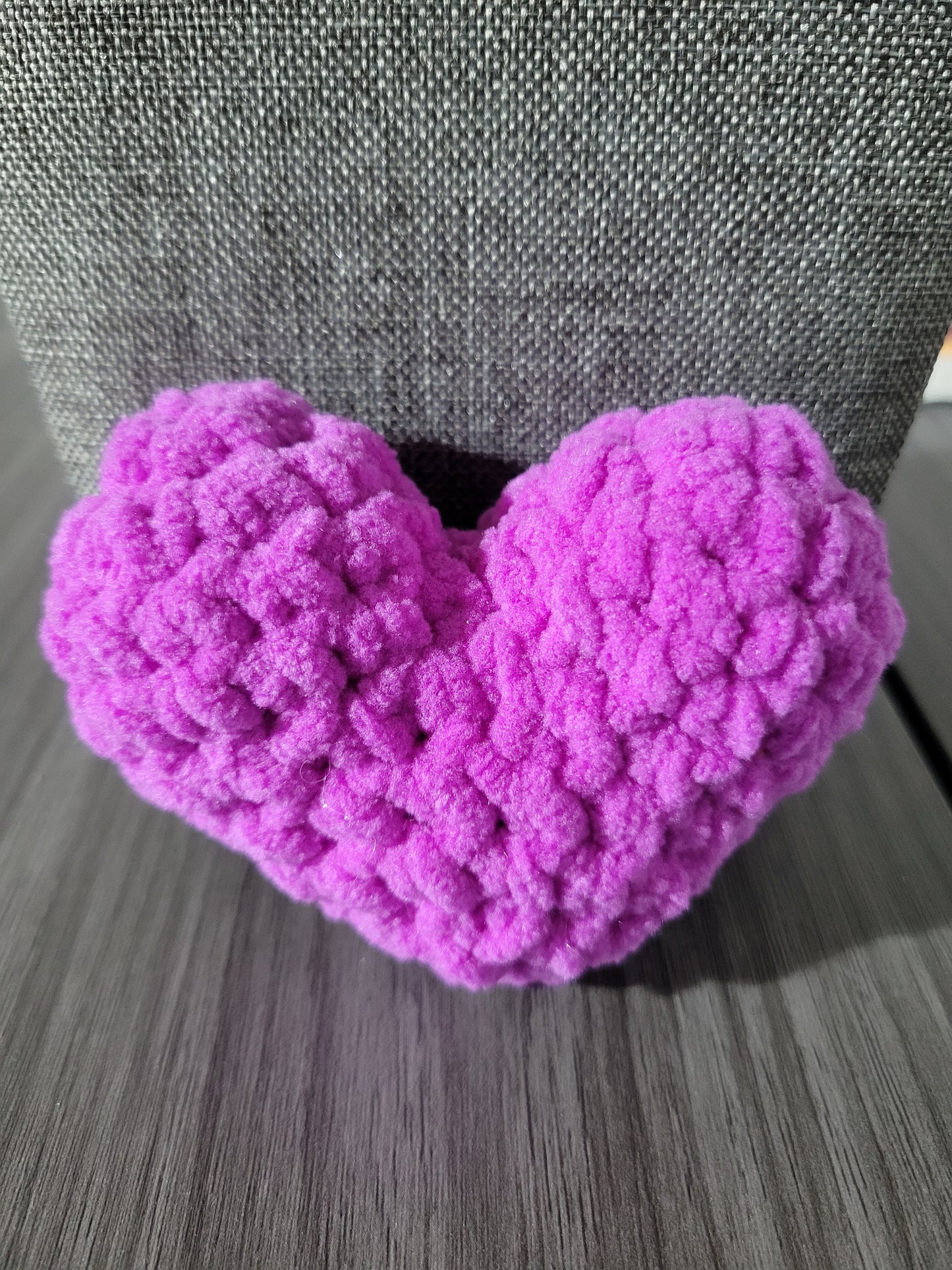 Small crocheted heart plushies
