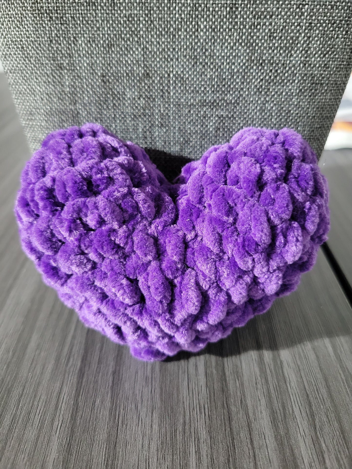 Small crocheted heart plushies