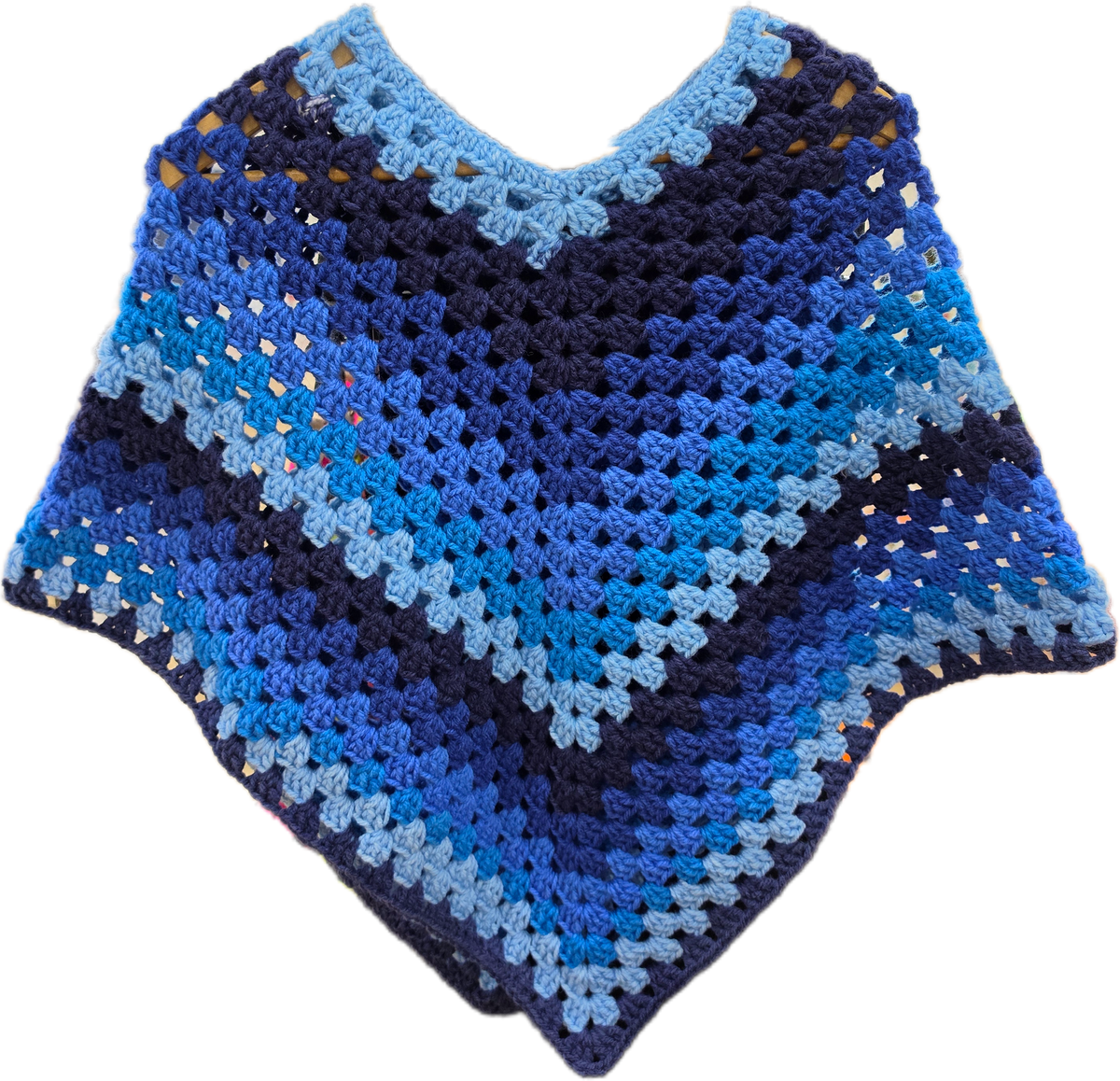 Crocheted stripped poncho