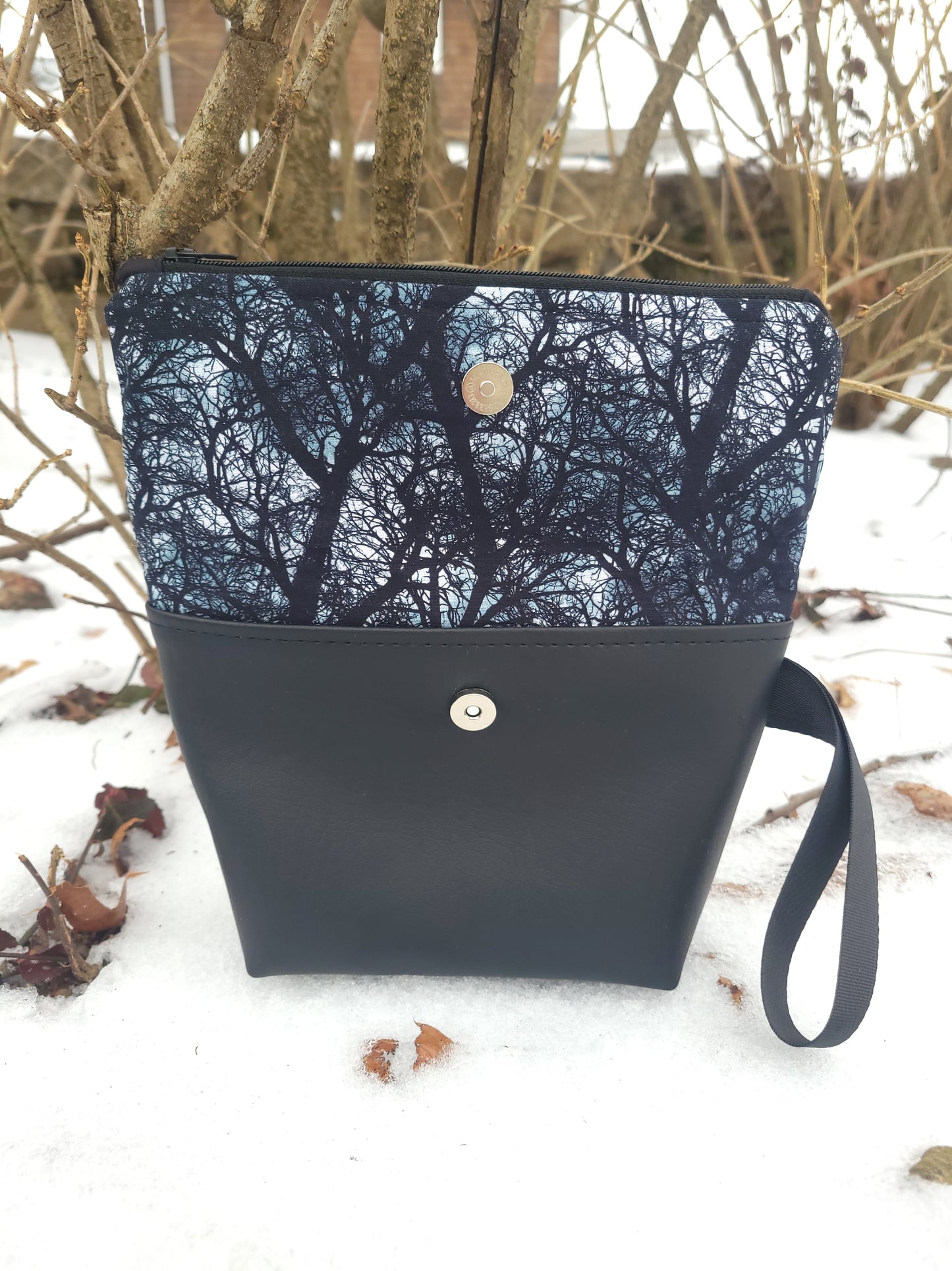 Blue Spooky Night Trees Fold-Over Bag