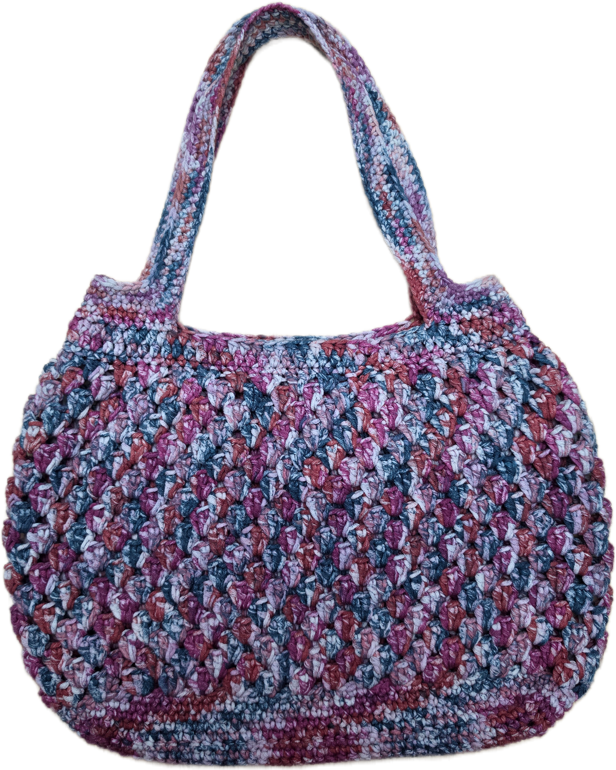 Crocheted granny stitch mesh market bag