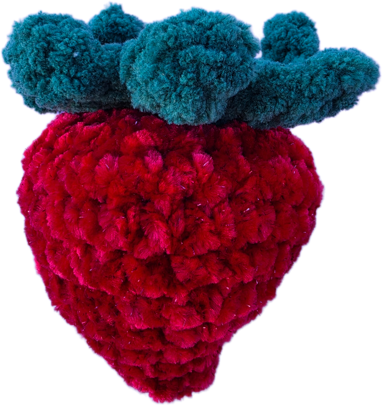 Crocheted velvet strawberry plushy