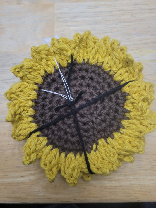 Crocheted Sunflower coaster sets