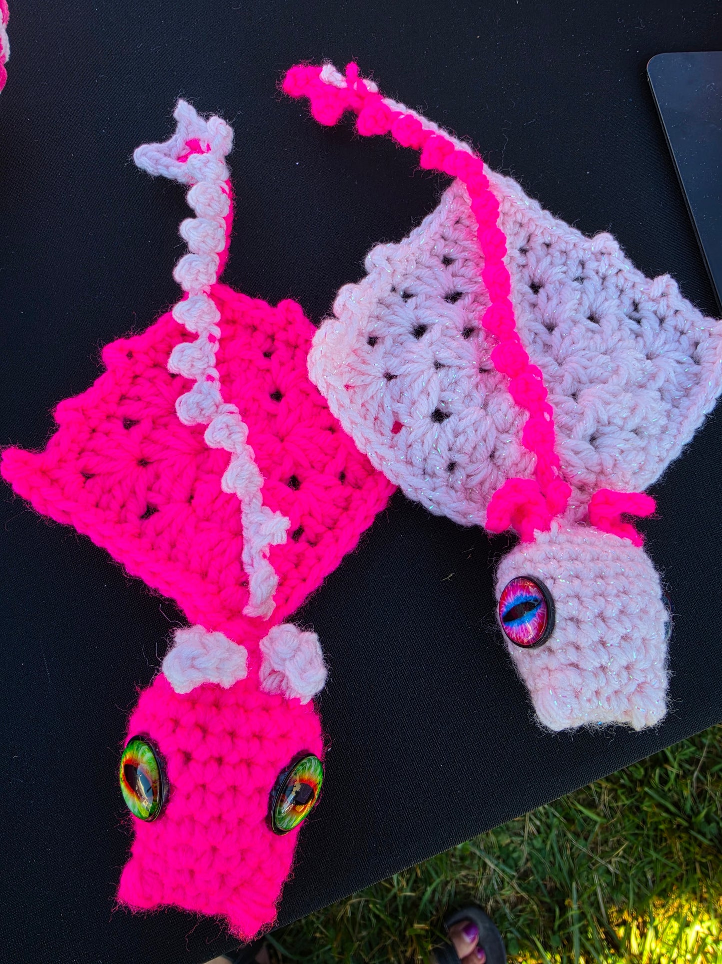 Crocheted pocket dragons