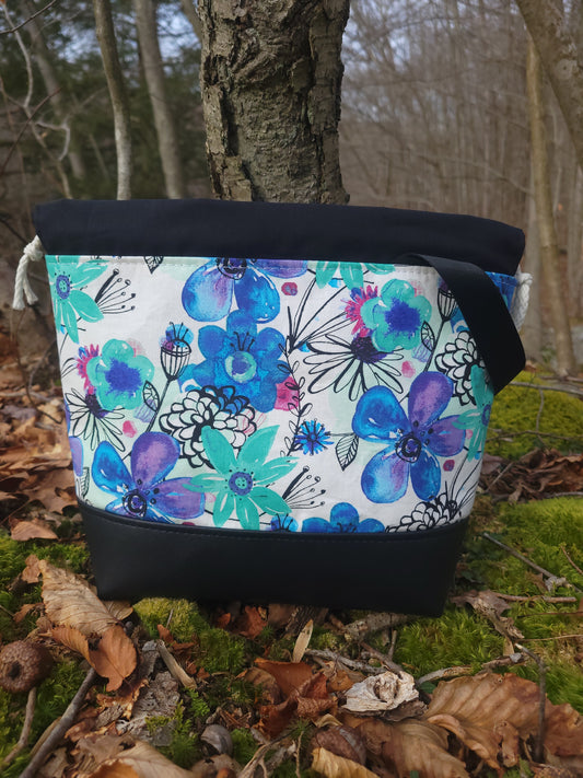 Watercolor Flowers Drawstring Bag