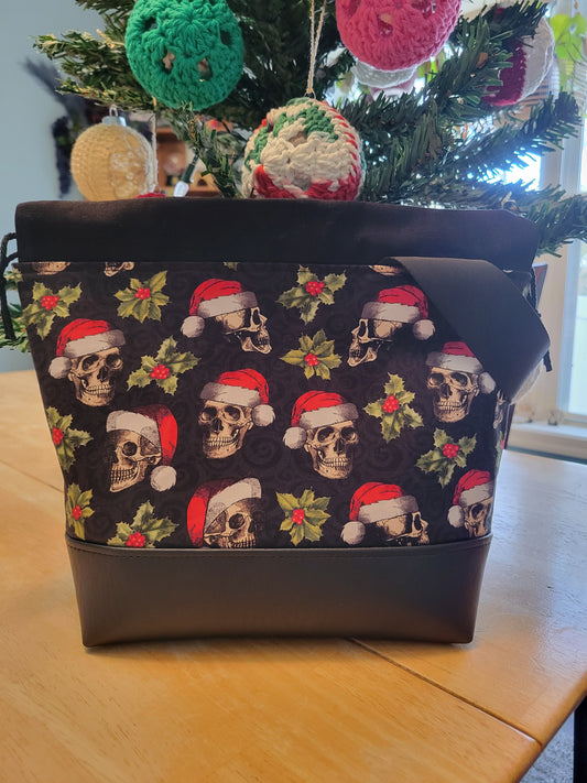 Christmas/Gothmas Skulls Drawstring project bag