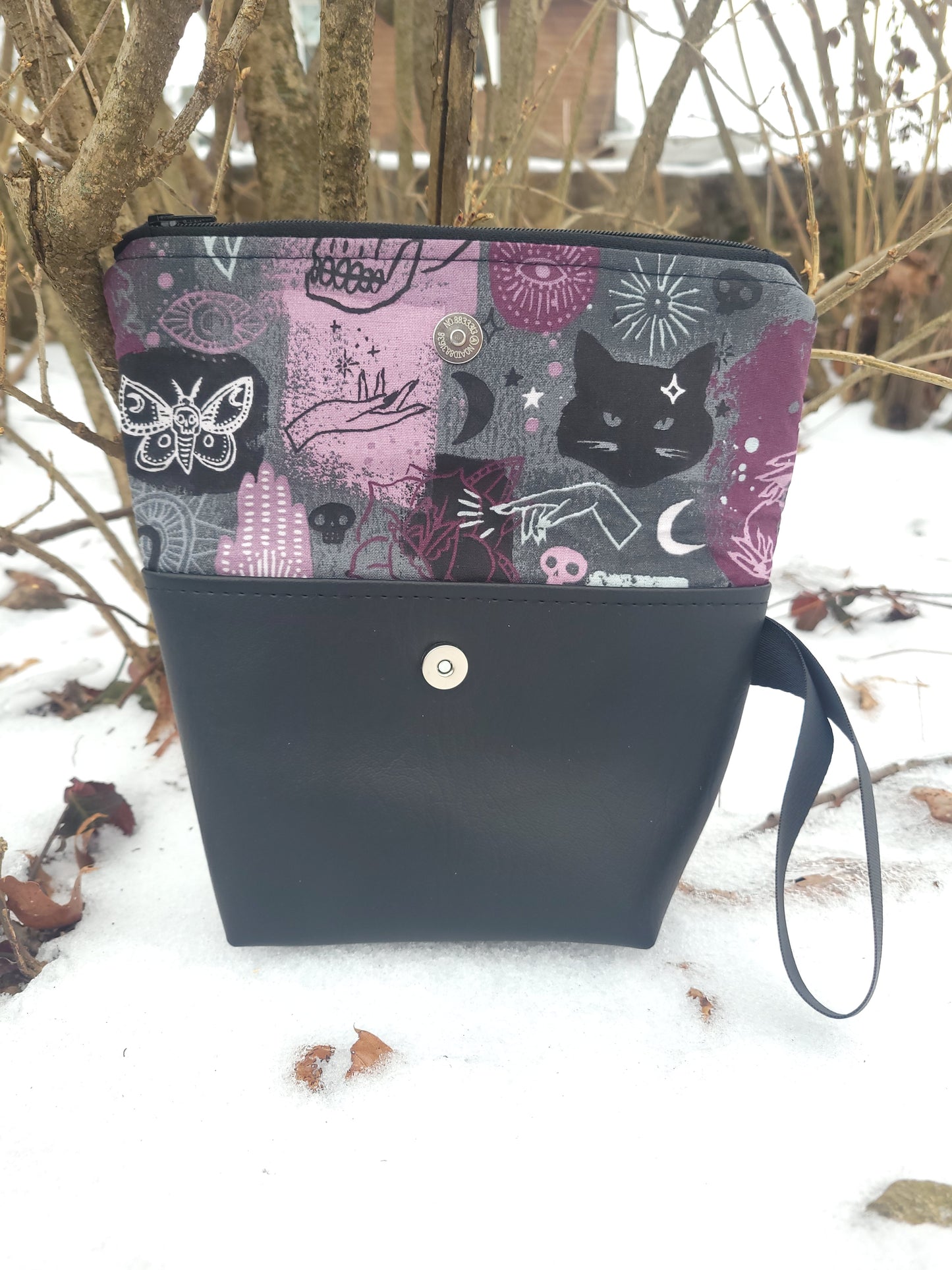 Black Cats and Crystals Fold-Over Bag