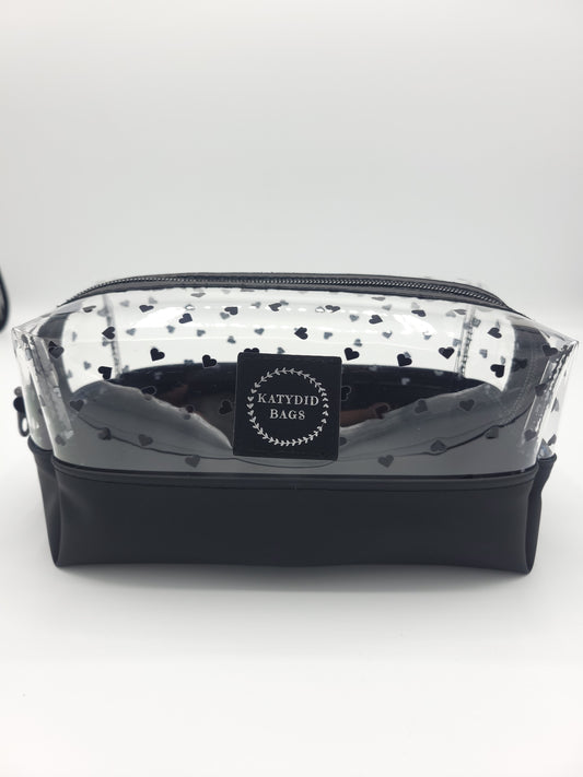 Black Hearts Clear Vinyl Boxy Pouch