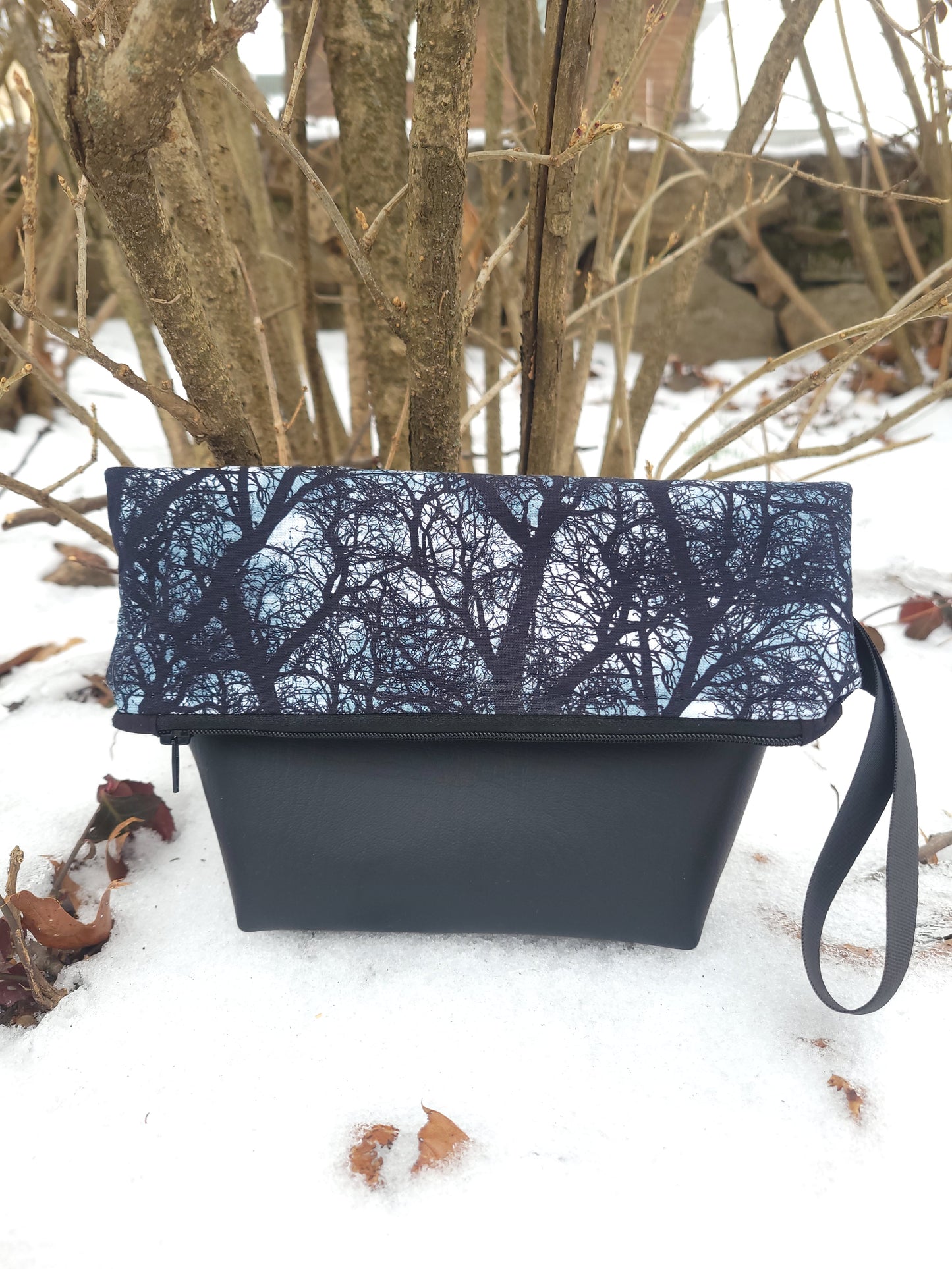 Blue Spooky Night Trees Fold-Over Bag