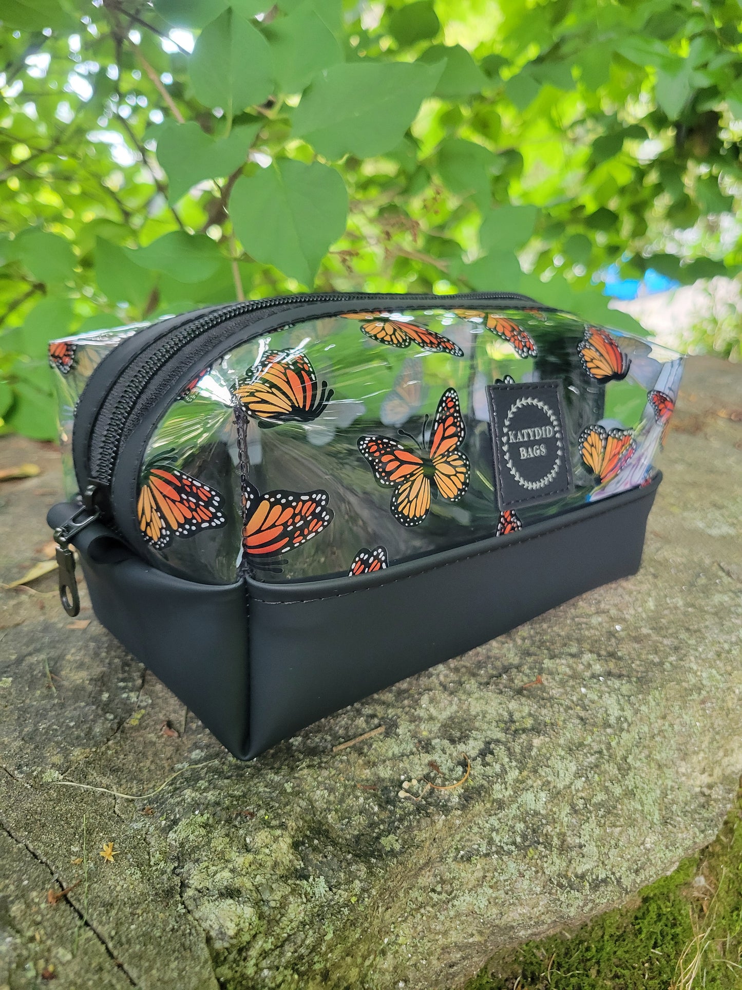 Butterflies clear vinyl boxy pouch