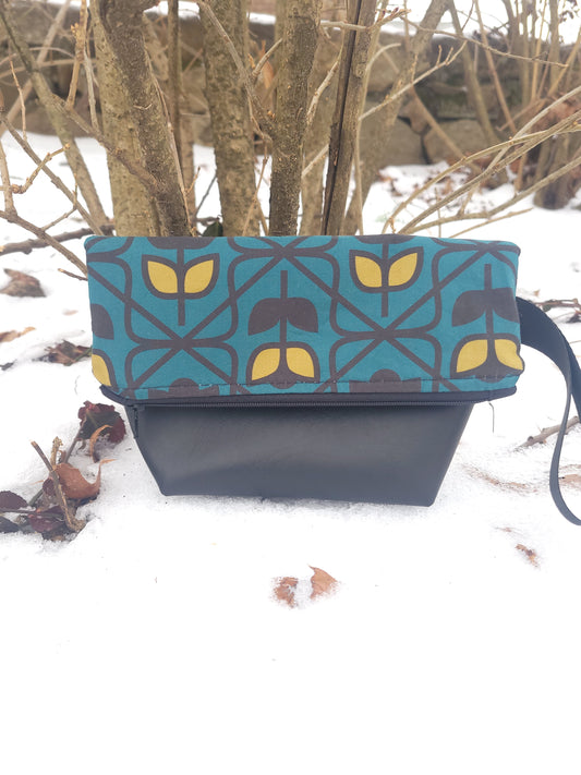 Teal Floral Fold-Over Bags