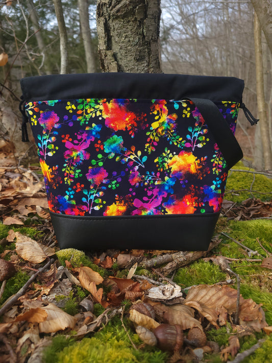 Rainbow Flowers Drawstring Bag