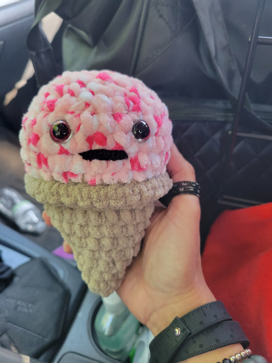 Crocheted ice cream cones plushies