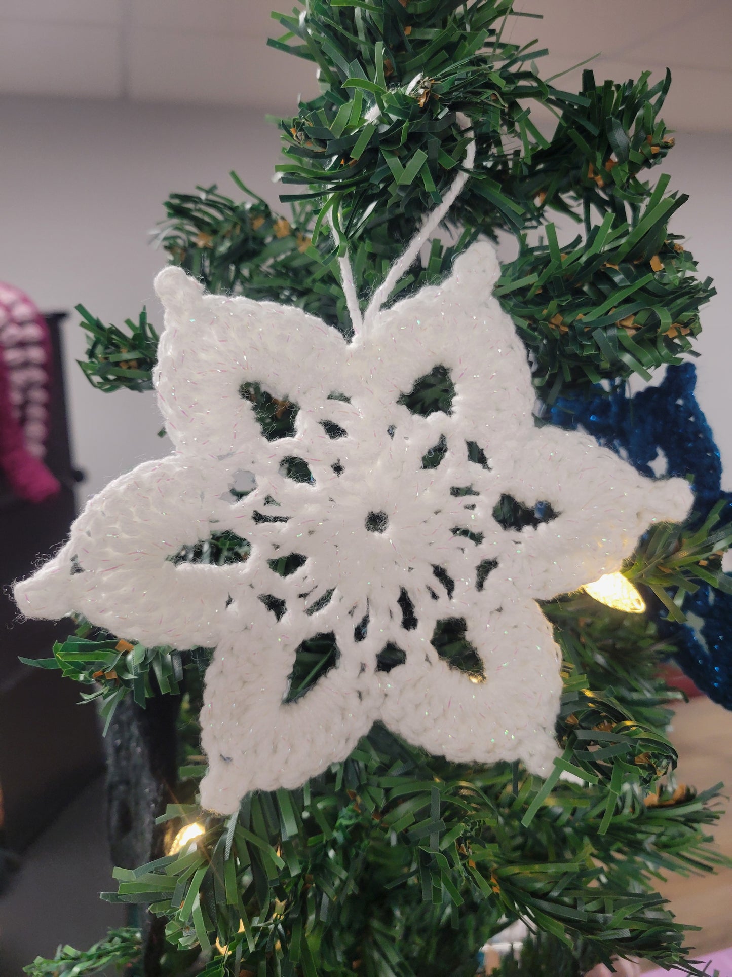 Crocheted snowflake ornament