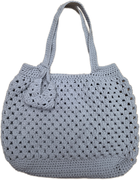 Crocheted granny stitch mesh market bag